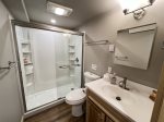 Clean and tidy bathrooms with full stand up shower